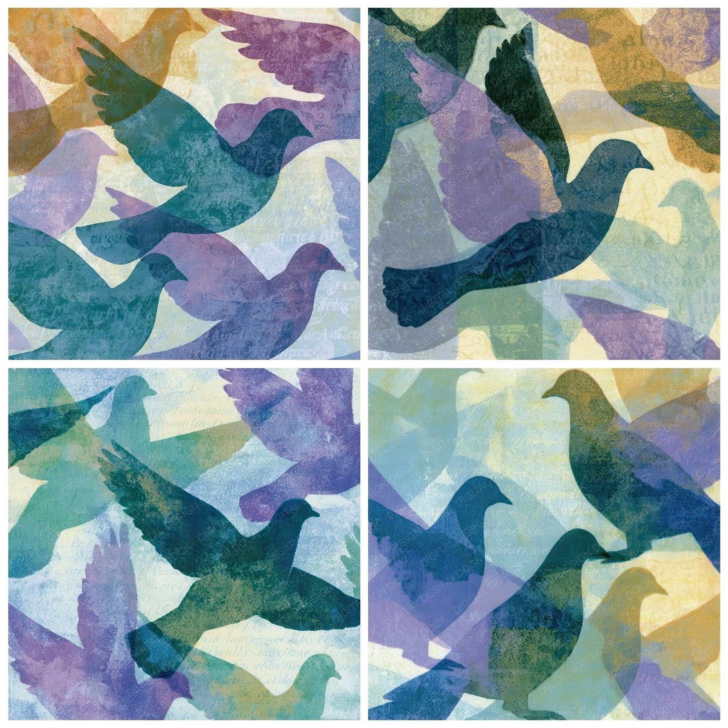 Risograph Pigeon Lilac Mint Digital Paper Pack (DDD012775)