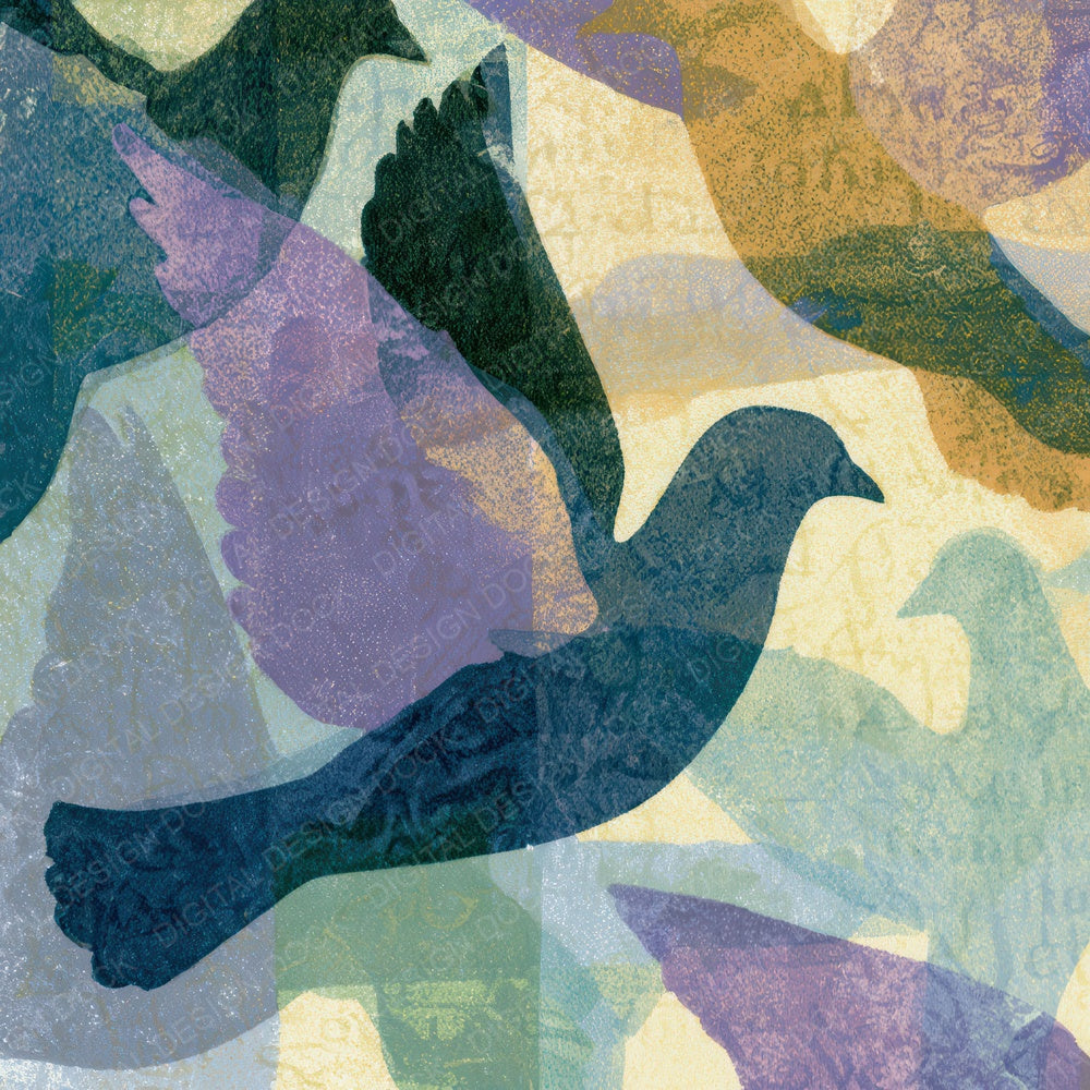 Risograph Pigeon Lilac Mint Digital Paper Pack (DDD012775)