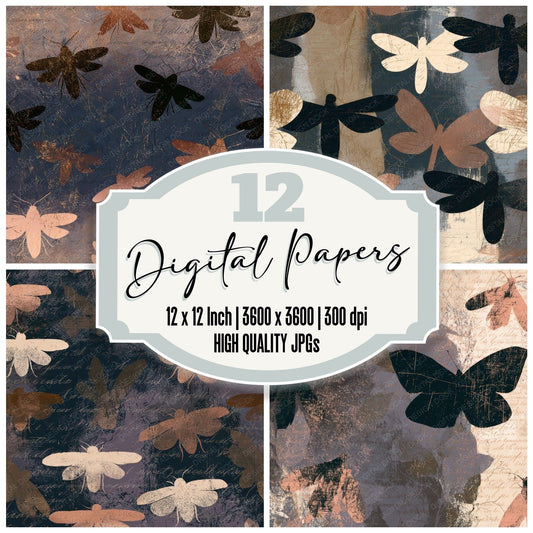 Scratchboard Fireflies Mushroom Ivory Digital Paper Pack (DDD012777)