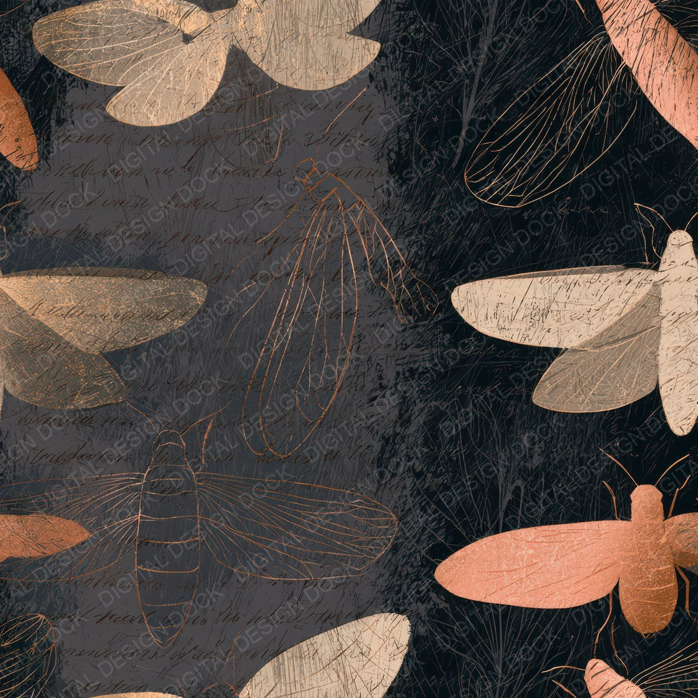 Scratchboard Fireflies Mushroom Ivory Digital Paper Pack (DDD012777)
