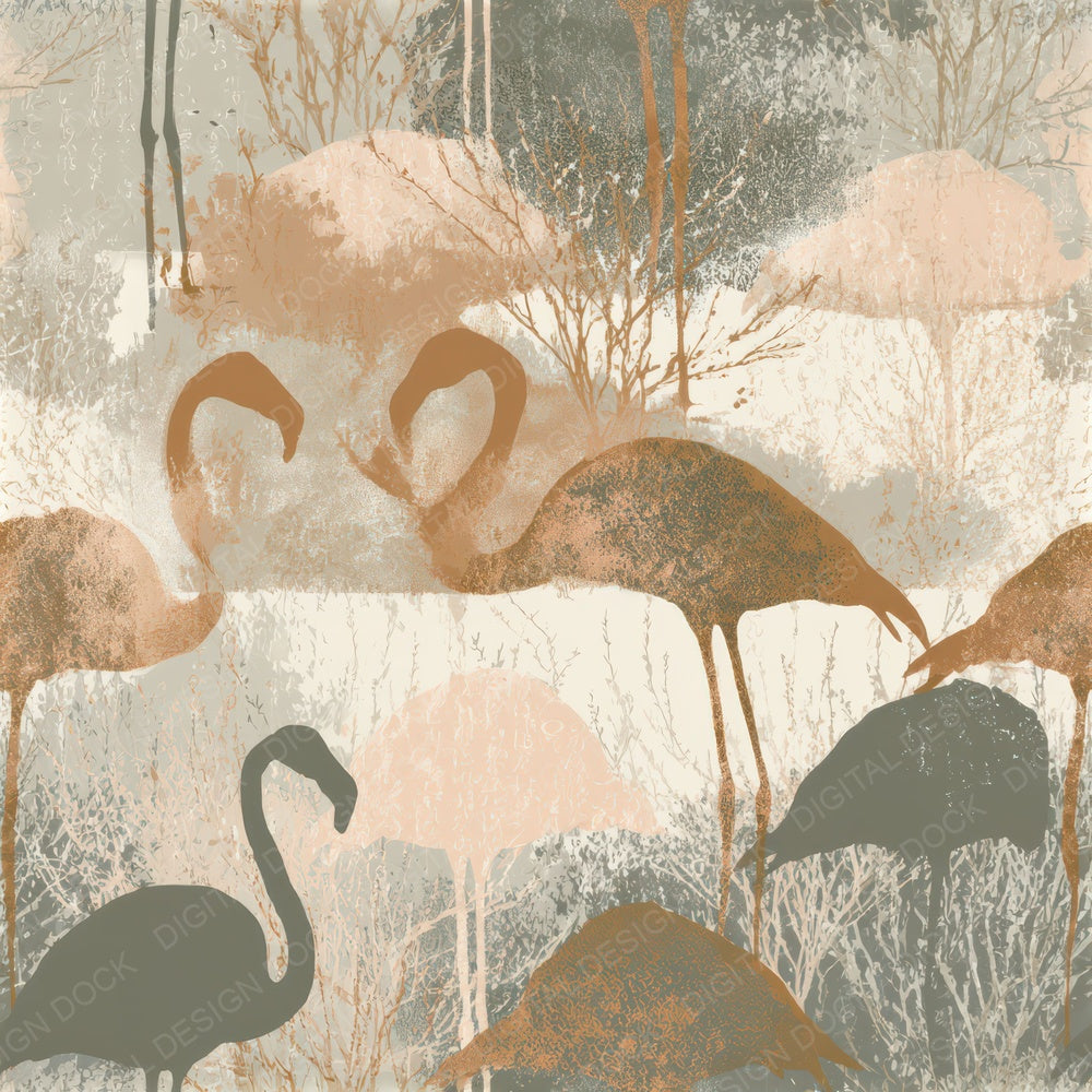 Screenprint Flamingo Biscuit Seamless Digital Paper Pack (DDD012778)