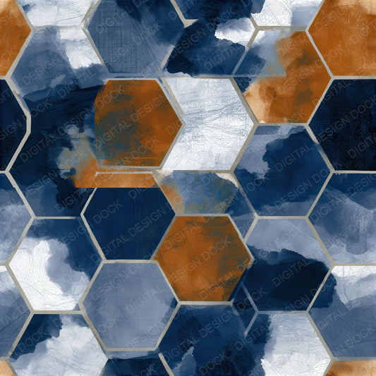 Sumi-e Tessellation Navy Chalk Seamless Digital Paper Pack (DDD012779)
