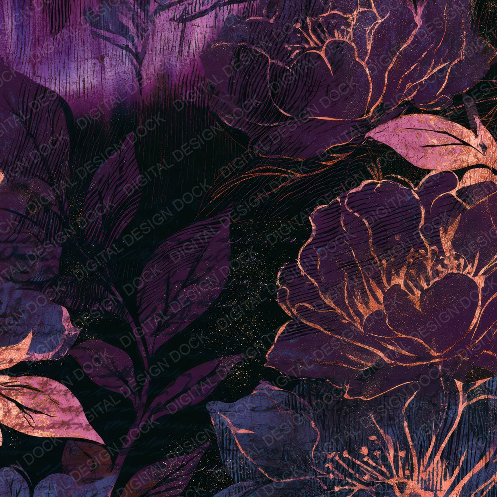 Woodcut Aurora Pearl Aubergine Digital Paper Pack (DDD012783)