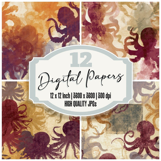 Xray Octopus Cinnamon Burgundy Digital Paper Pack (DDD012784)