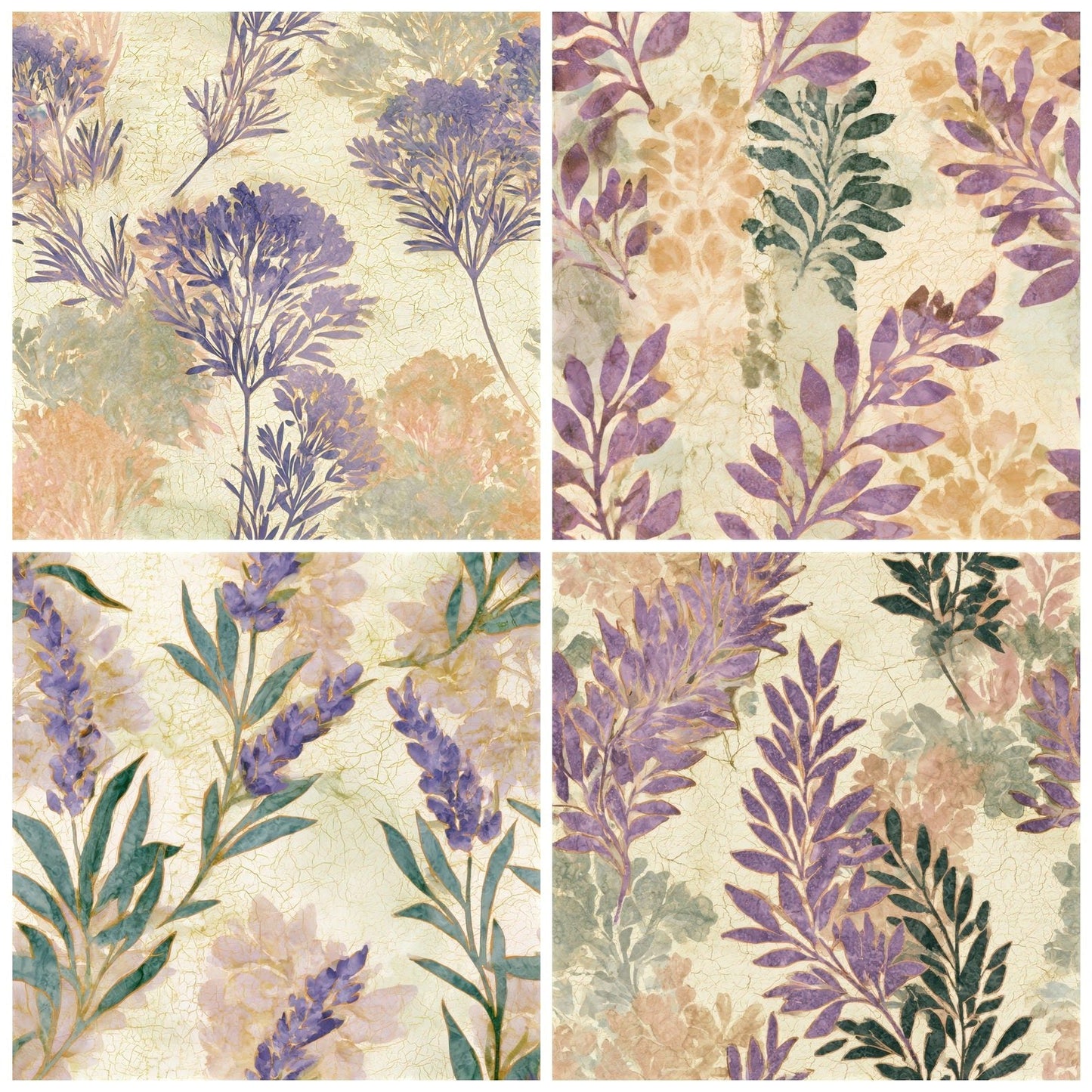 Batik Lavender Sage Primrose Seamless Digital Paper Pack (DDD012787)