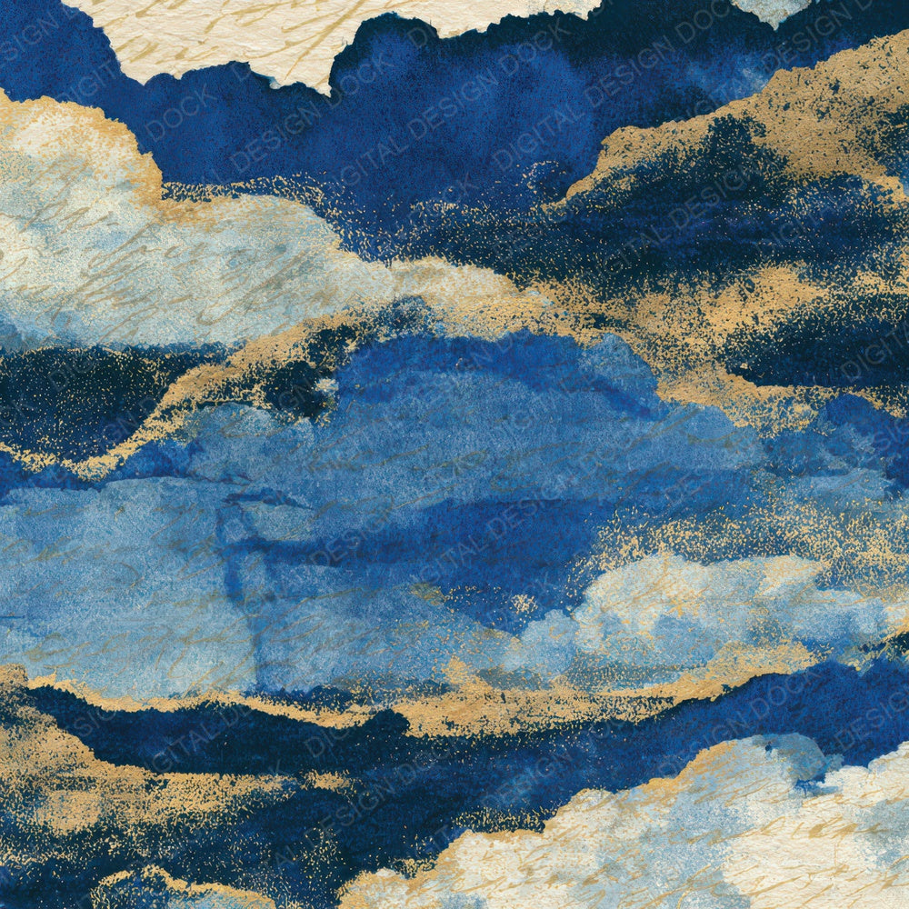 Cyanotype Clouds Sapphire Bone Digital Paper Pack (DDD012788)