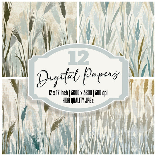 Papercut Wheat Fields Bone Seamless Digital Paper Pack (DDD012792)
