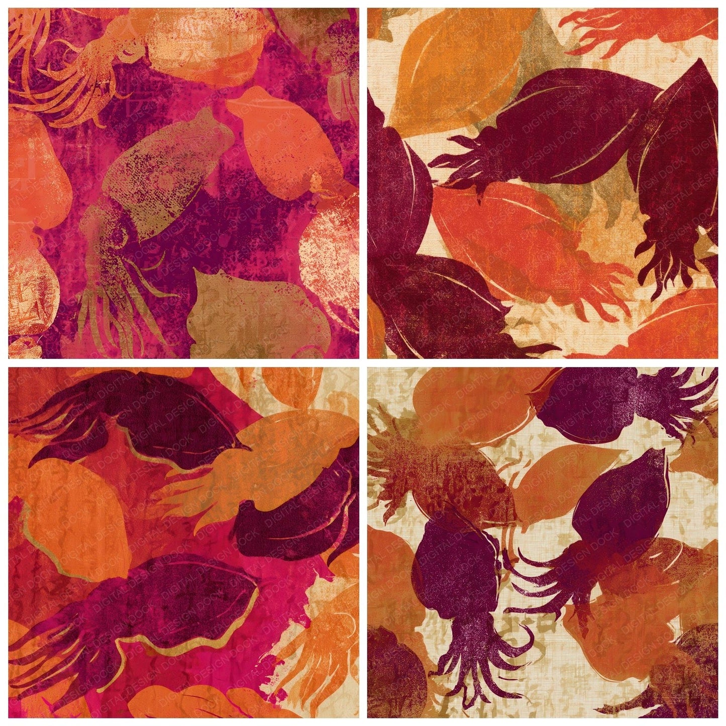 Risograph Cuttlefish Pumpkin Mulled Wine Digital Paper Pack (DDD012794)