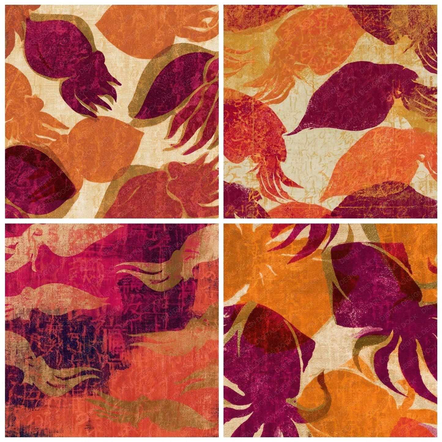 Risograph Cuttlefish Pumpkin Mulled Wine Digital Paper Pack (DDD012794)