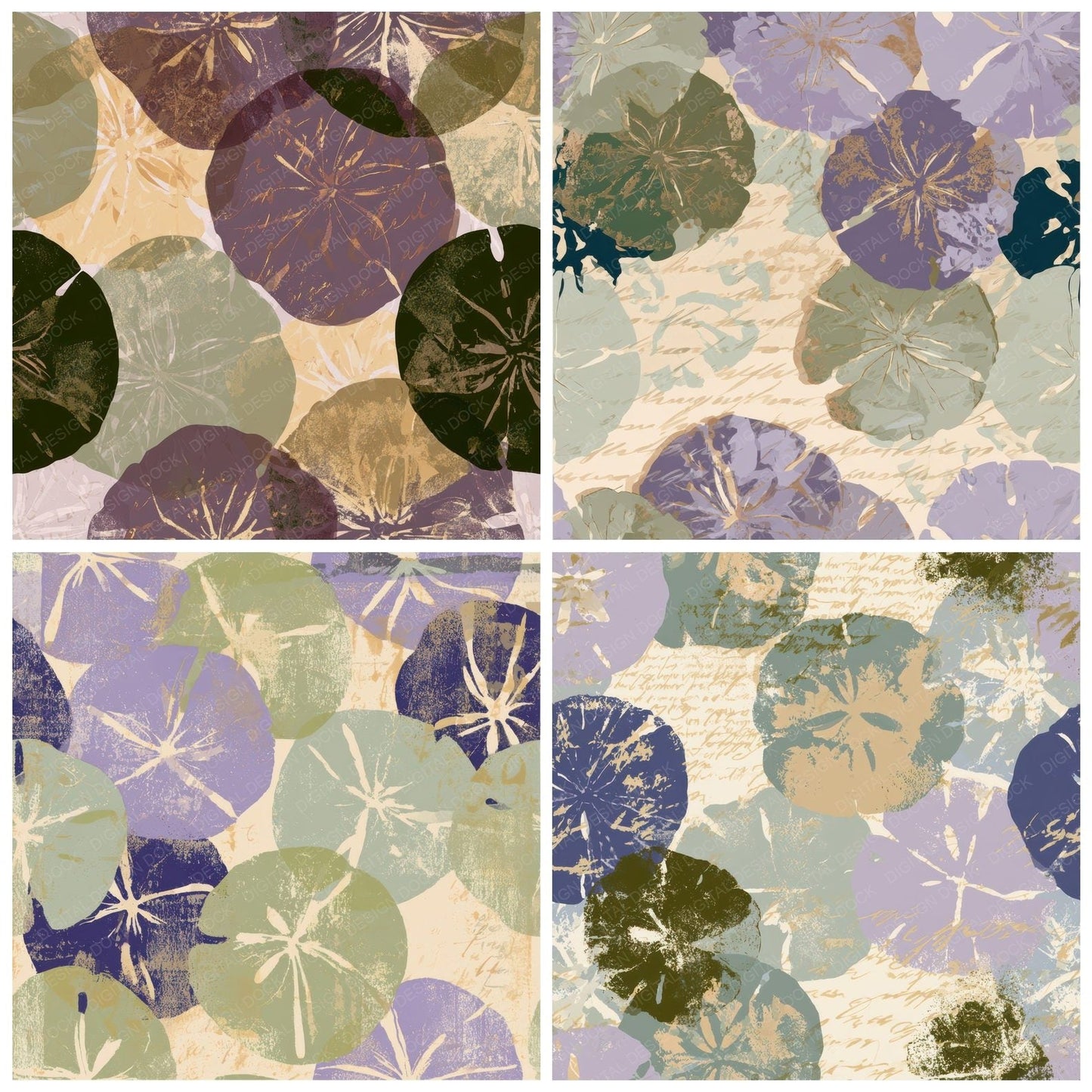 Screenprint Sand Dollar Lilac Sage Digital Paper Pack (DDD012795)