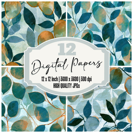 Sumi-e Mango Seafoam White Digital Paper Pack (DDD012796)