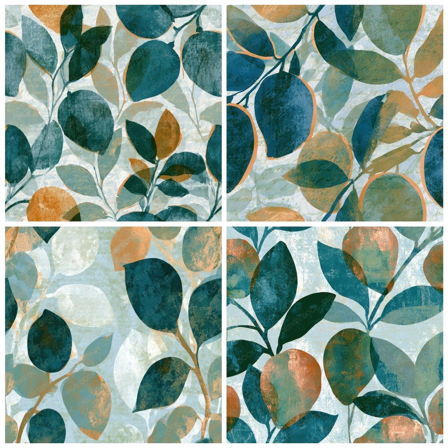 Sumi-e Mango Seafoam White Digital Paper Pack (DDD012796)