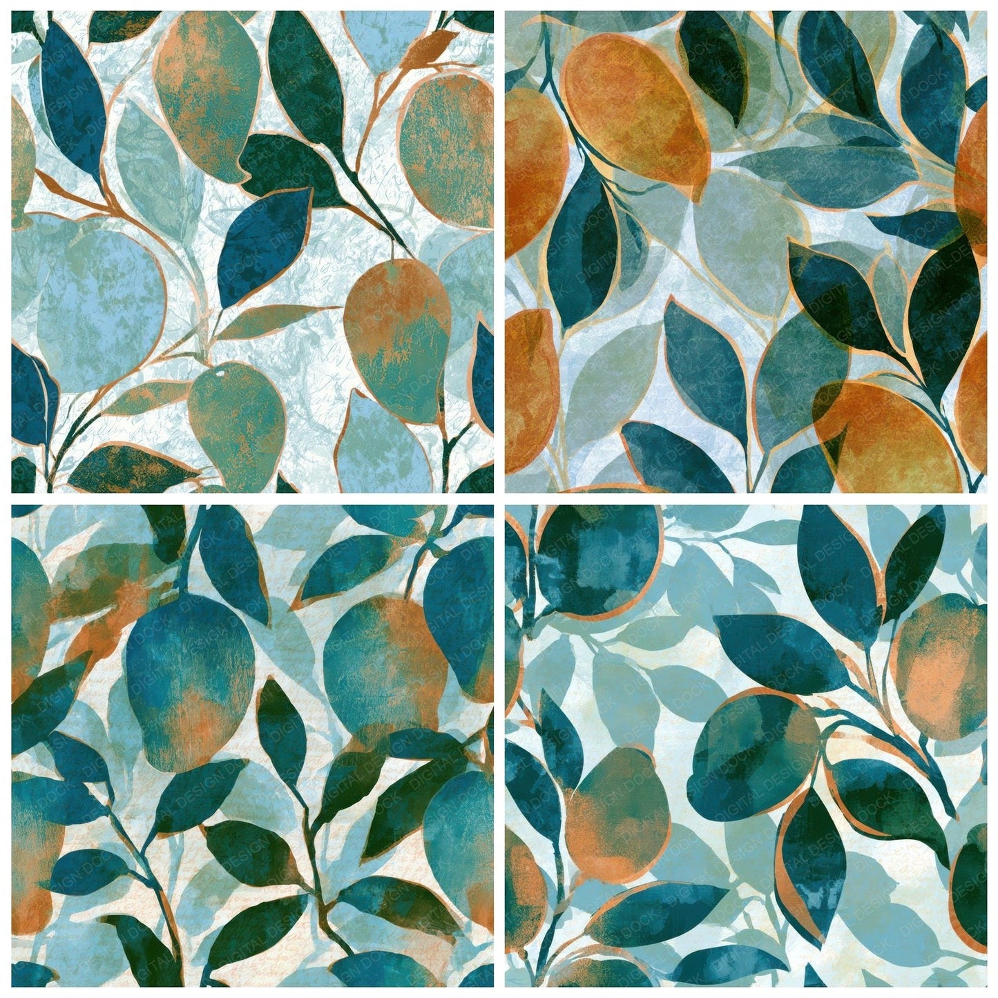 Sumi-e Mango Seafoam White Digital Paper Pack (DDD012796)