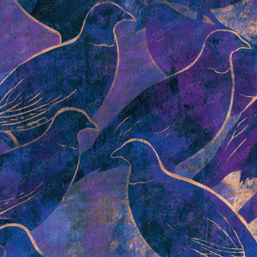 Woodblock Pheasant Amethyst Pearl Digital Paper Pack (DDD012797)