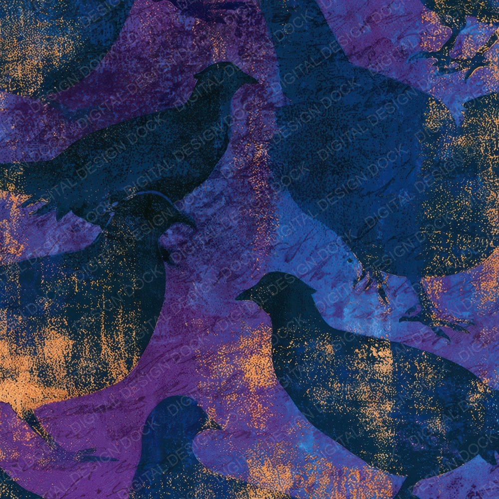 Woodblock Pheasant Amethyst Pearl Digital Paper Pack (DDD012797)