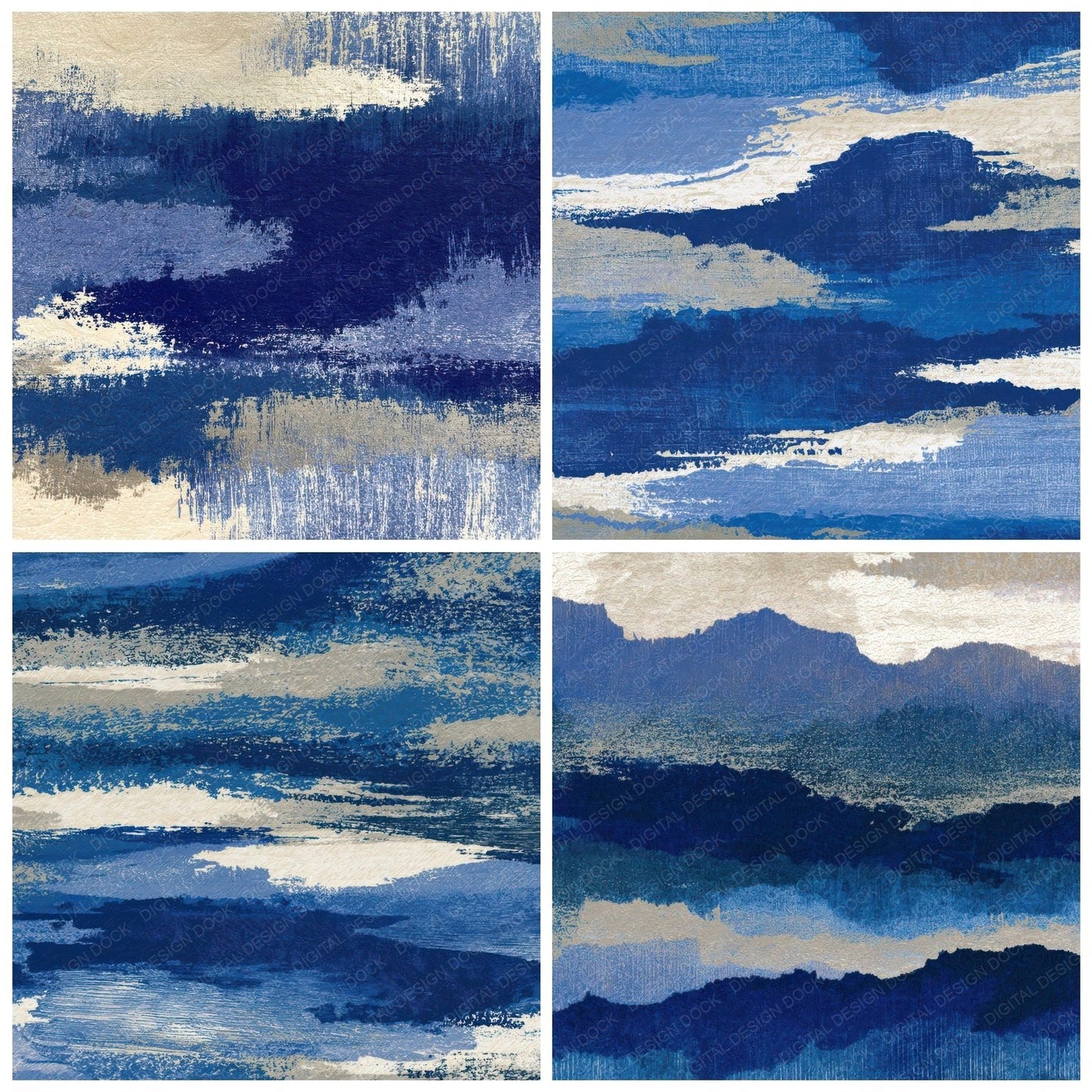 Woodcut Gradient Indigo Ivory Digital Paper Pack (DDD012801)