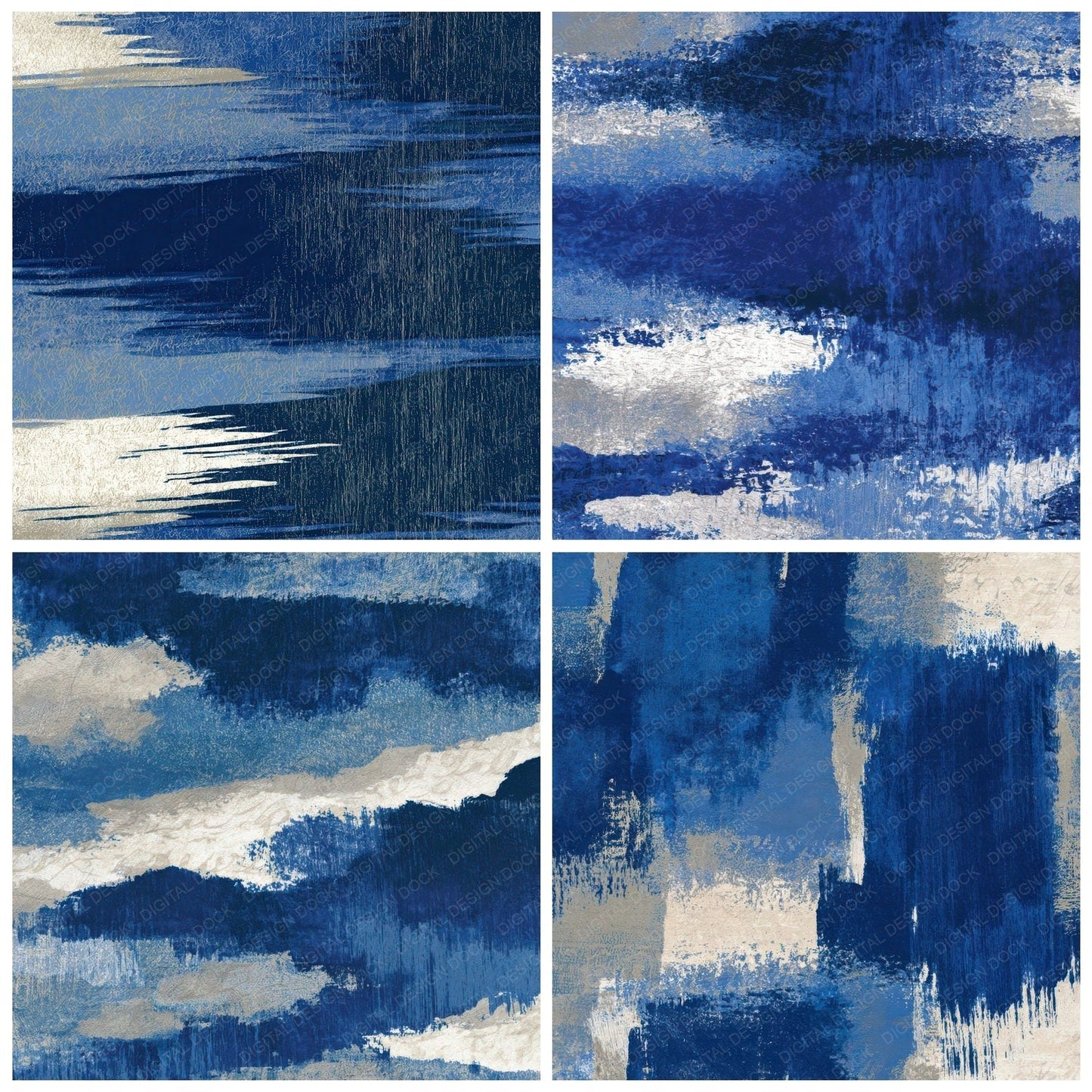 Woodcut Gradient Indigo Ivory Digital Paper Pack (DDD012801)