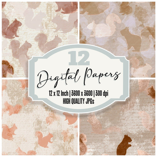 X Ray Red Squirrel Bone Digital Paper Pack (DDD012804)