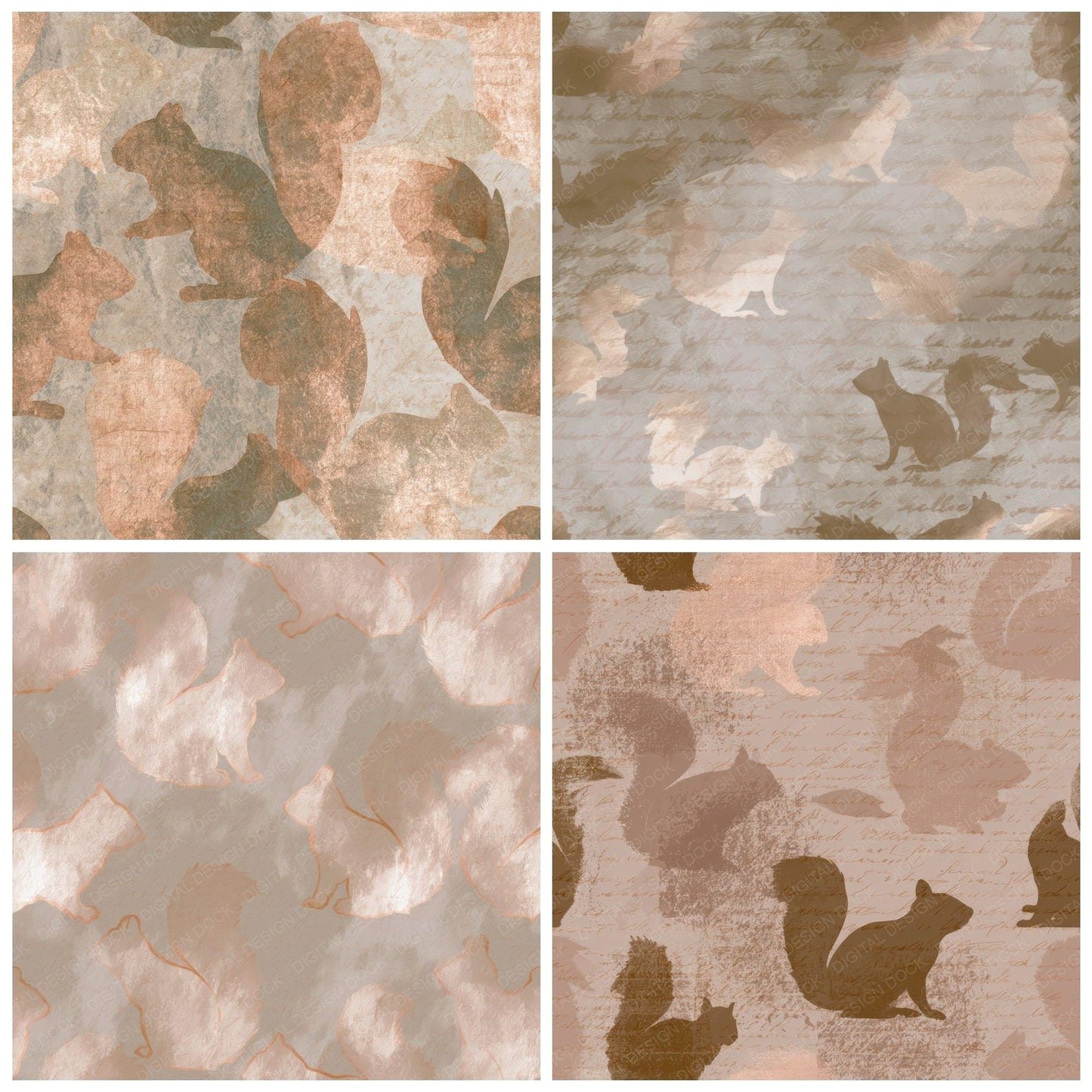 X Ray Red Squirrel Bone Digital Paper Pack (DDD012804)