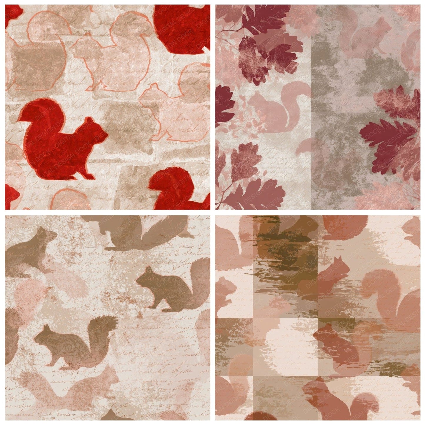 X Ray Red Squirrel Bone Digital Paper Pack (DDD012804)
