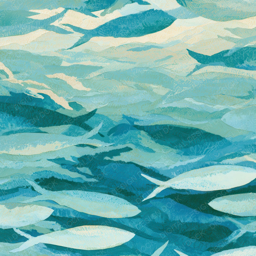 Collage Sardine Schools Seafoam Digital Paper Pack (DDD012806)