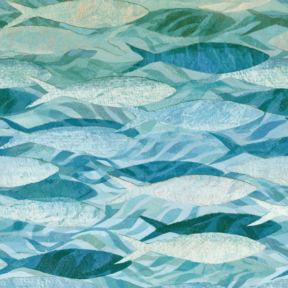 Collage Sardine Schools Seafoam Digital Paper Pack (DDD012806)