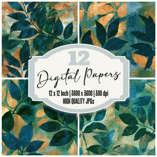 Cyanotype Mango Butter Seamless Digital Paper Pack (DDD012808)