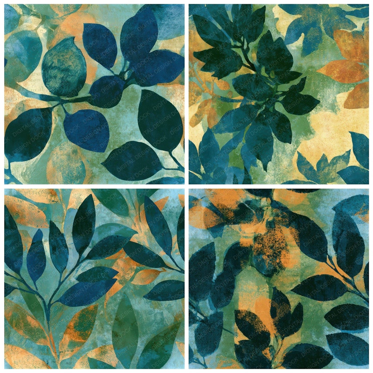 Cyanotype Mango Butter Seamless Digital Paper Pack (DDD012808)