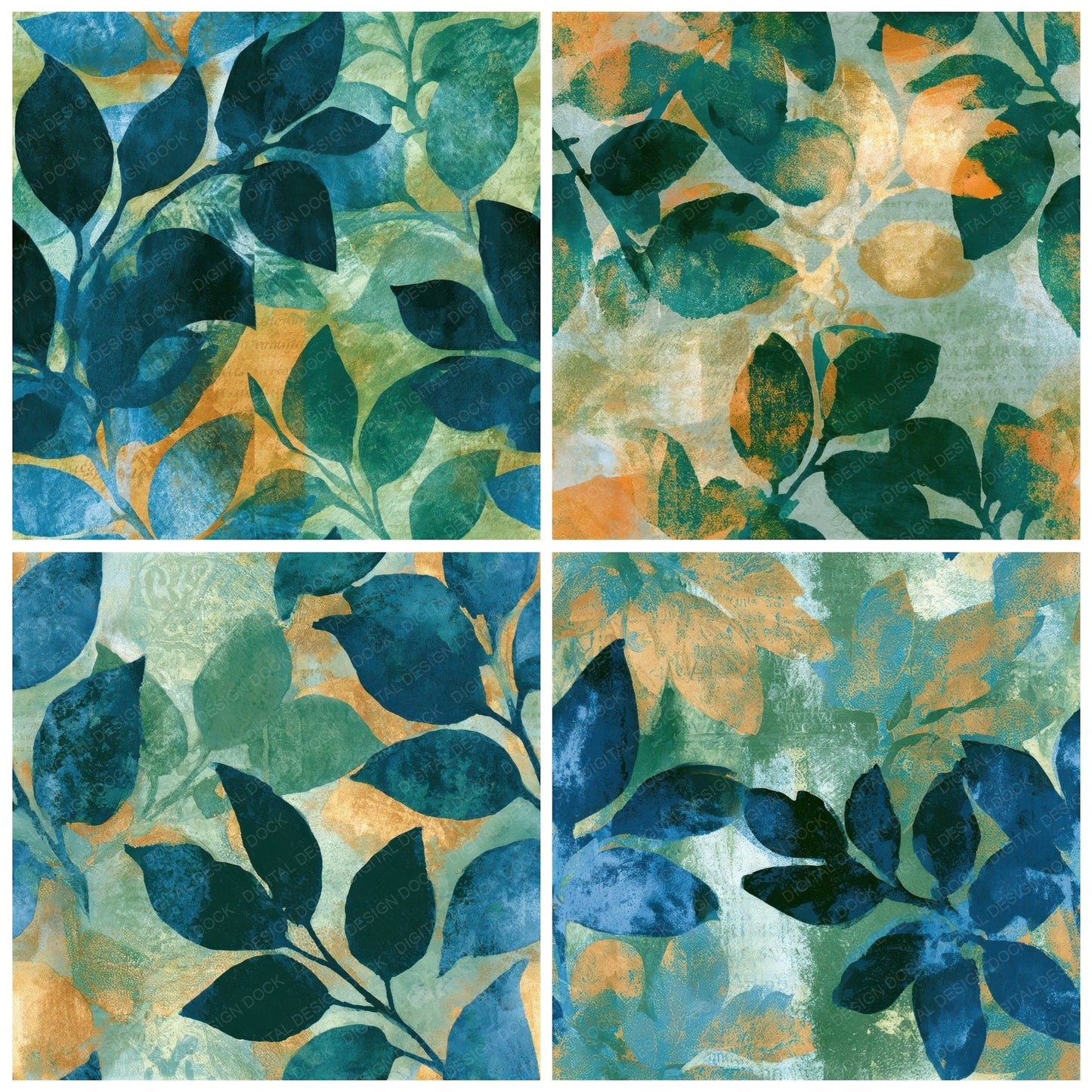 Cyanotype Mango Butter Seamless Digital Paper Pack (DDD012808)