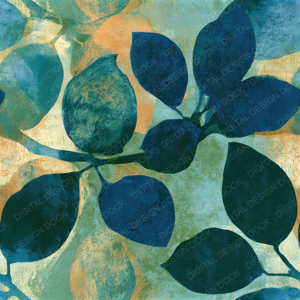 Cyanotype Mango Butter Seamless Digital Paper Pack (DDD012808)