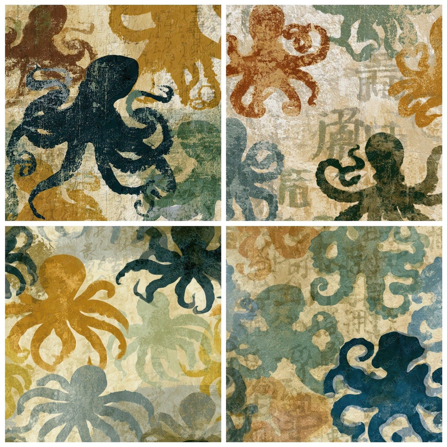 Fresco Octopus Tobacco Sage Digital Paper Pack (DDD012810)