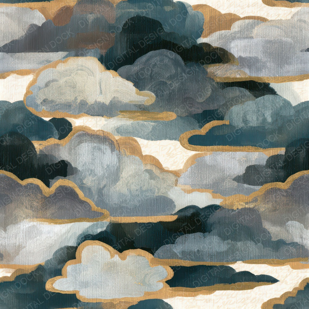 Gouache Storm Clouds Shell Seamless Digital Paper Pack (DDD012812)