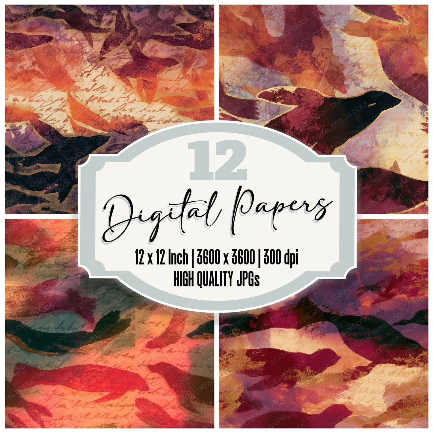Infrared Selkie Wine Ivory Seamless Digital Paper Pack (DDD012815)