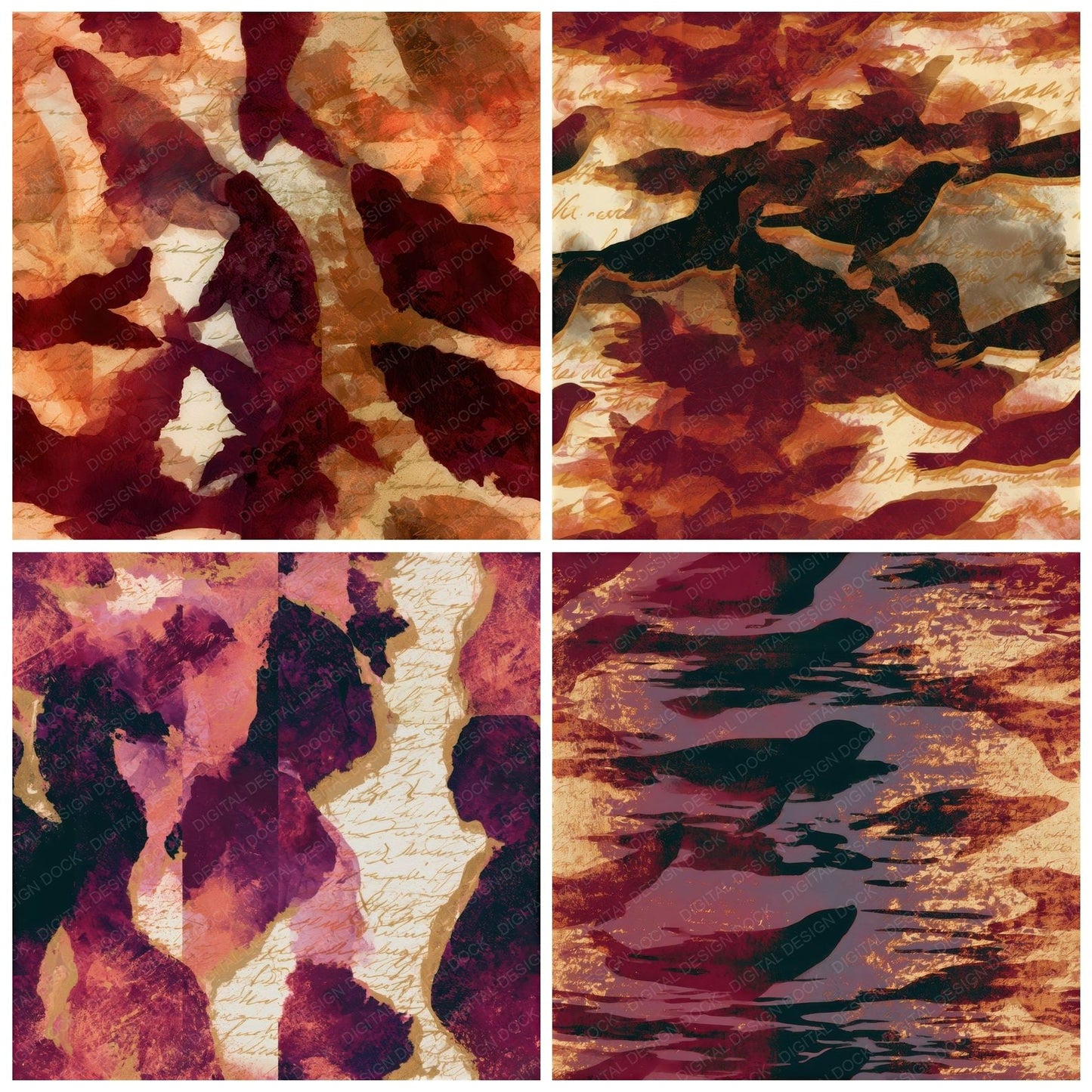 Infrared Selkie Wine Ivory Seamless Digital Paper Pack (DDD012815)