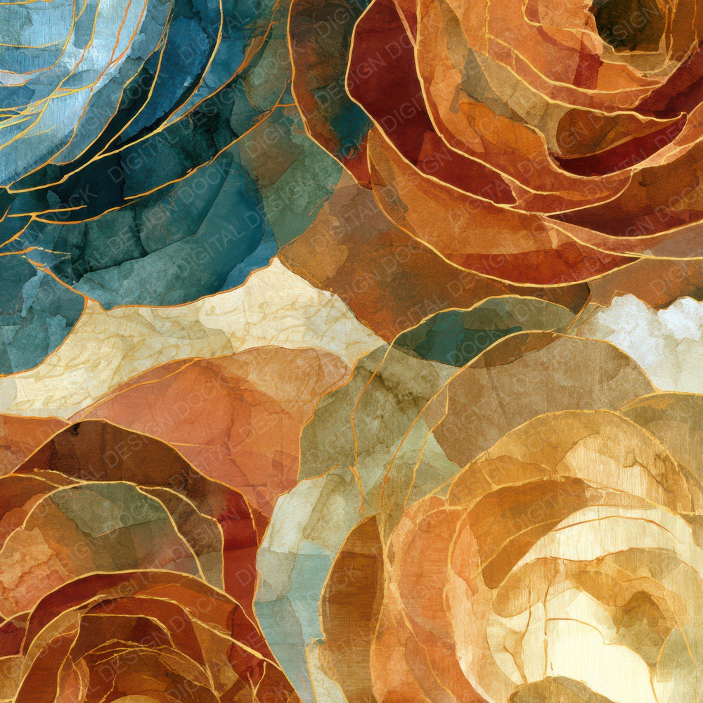 Ink Wash Ranunculus Sienna Seamless Digital Paper Pack (DDD012817)