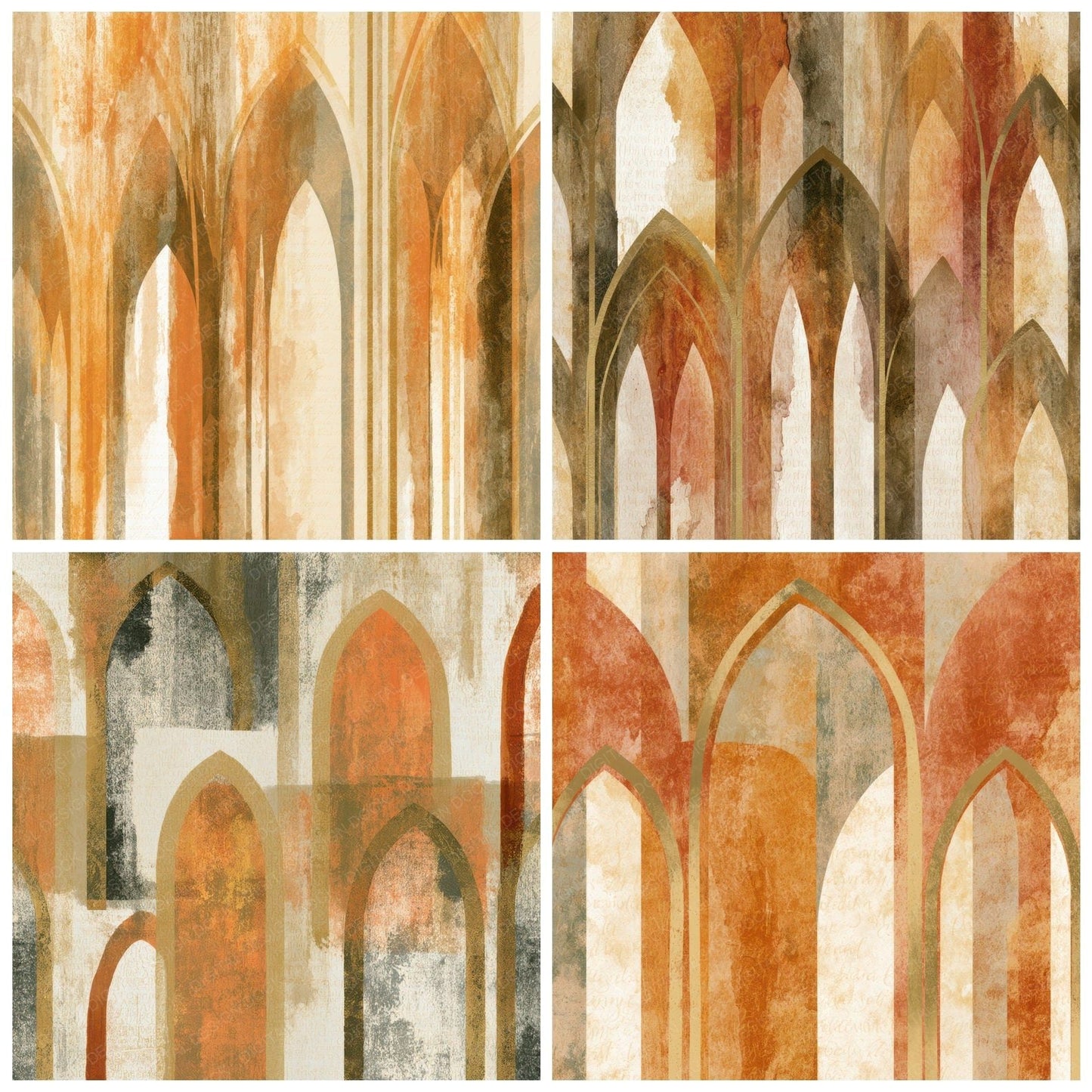 Sumi-e Gothic Arches Ochre Digital Paper Pack (DDD012819)