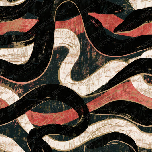 Woodcut Eel Oxblood Ivory Digital Paper Pack (DDD012820)