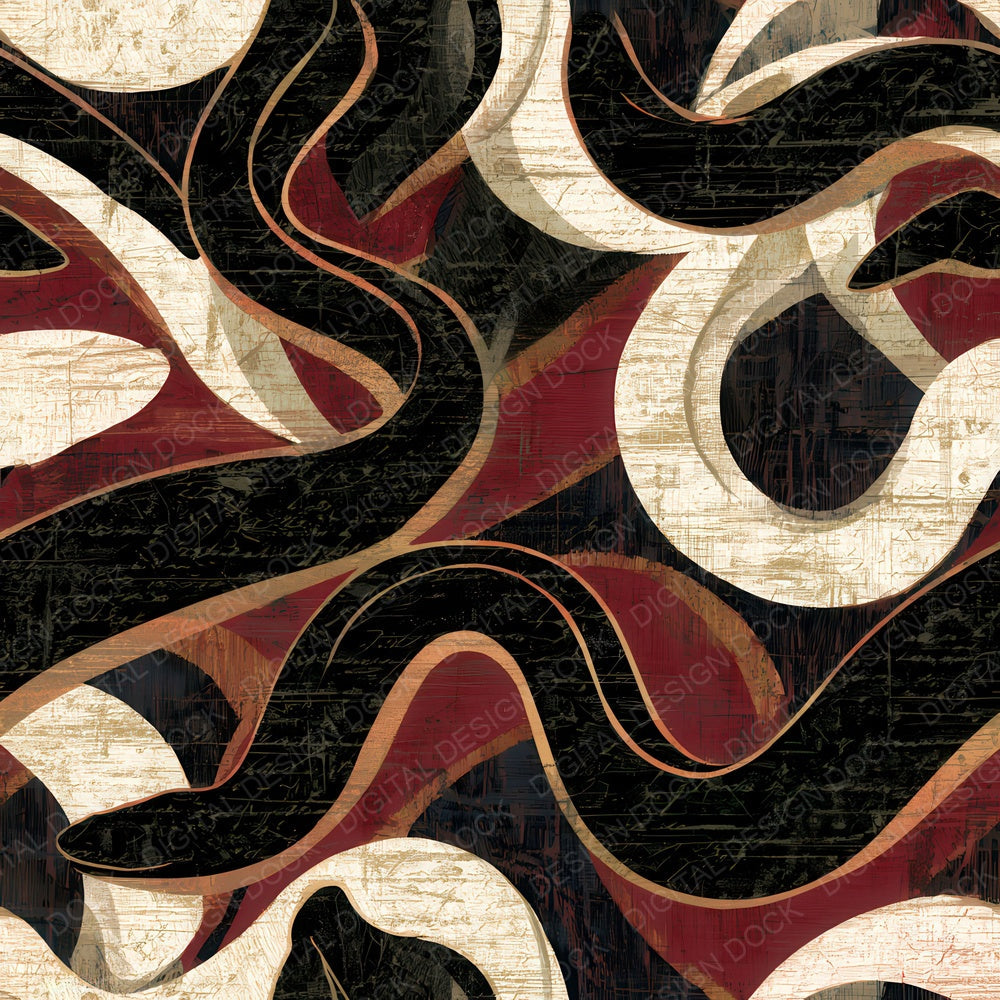 Woodcut Eel Oxblood Ivory Digital Paper Pack (DDD012820)