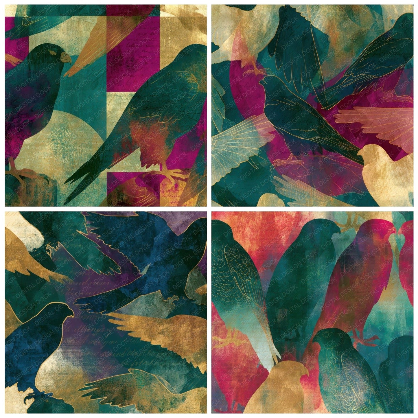 X Ray Falcon Magenta Jungle Green Digital Paper Pack (DDD012823)
