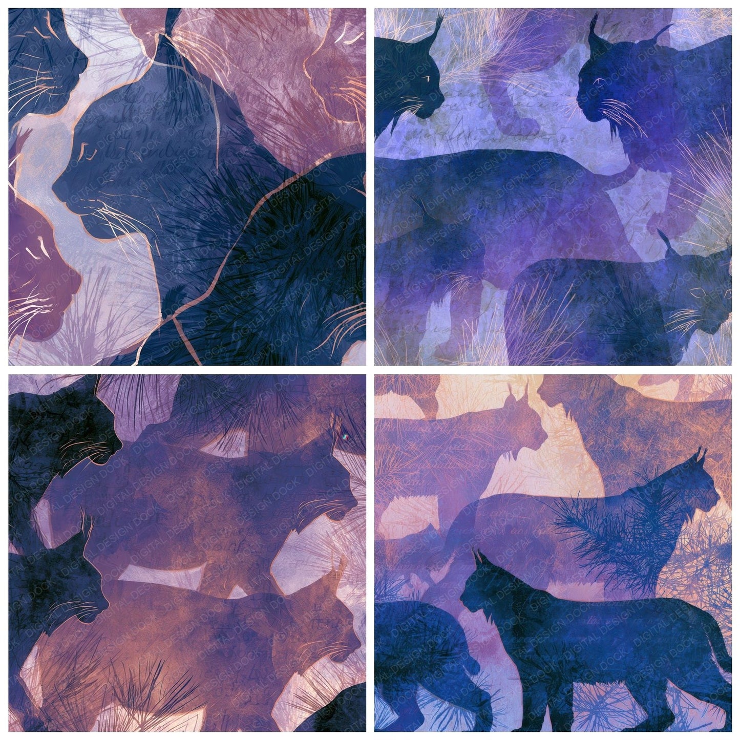X-Ray Lynx Amethyst Pearl Digital Paper Pack (DDD012824)