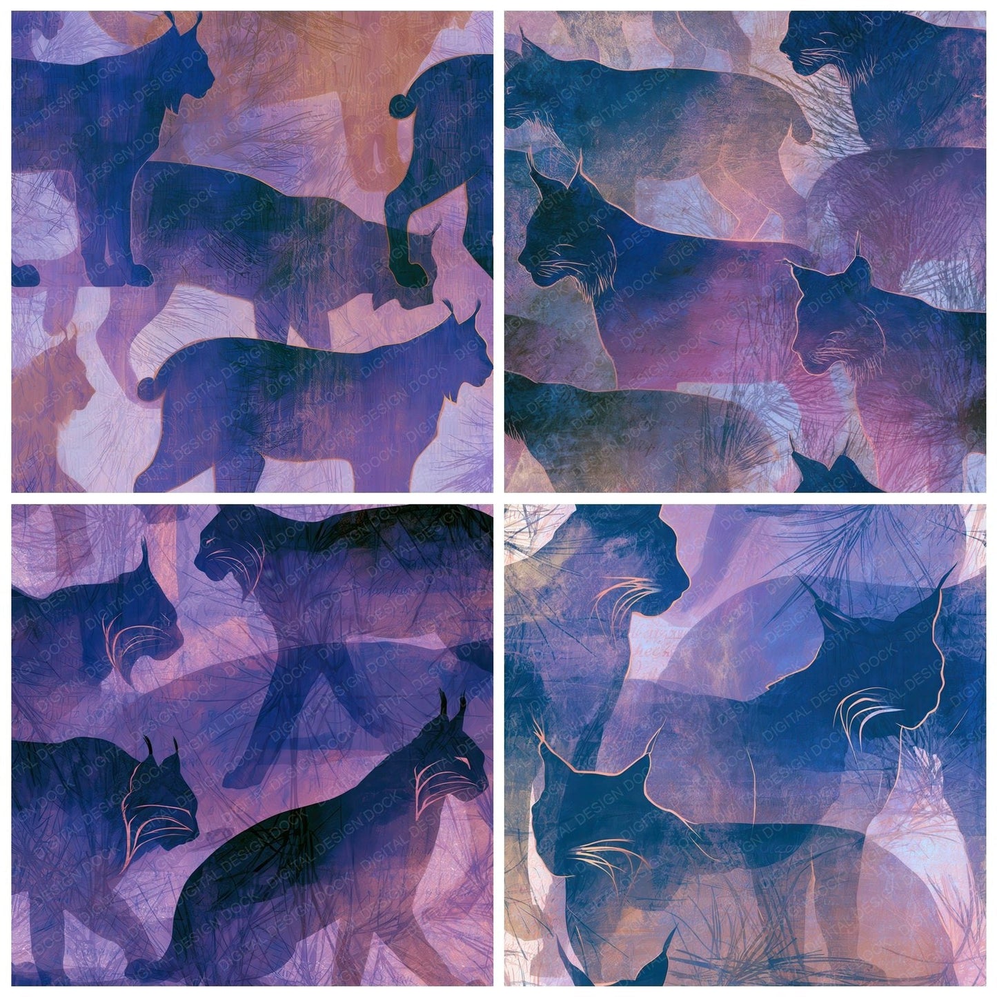X-Ray Lynx Amethyst Pearl Digital Paper Pack (DDD012824)