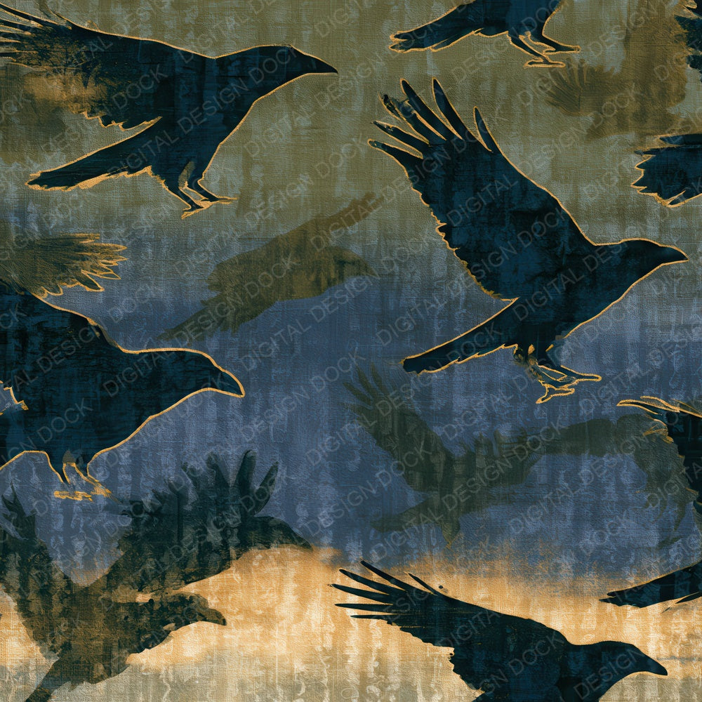 Cyanotype Raven Olive Ochre Digital Paper Pack (DDD012827)