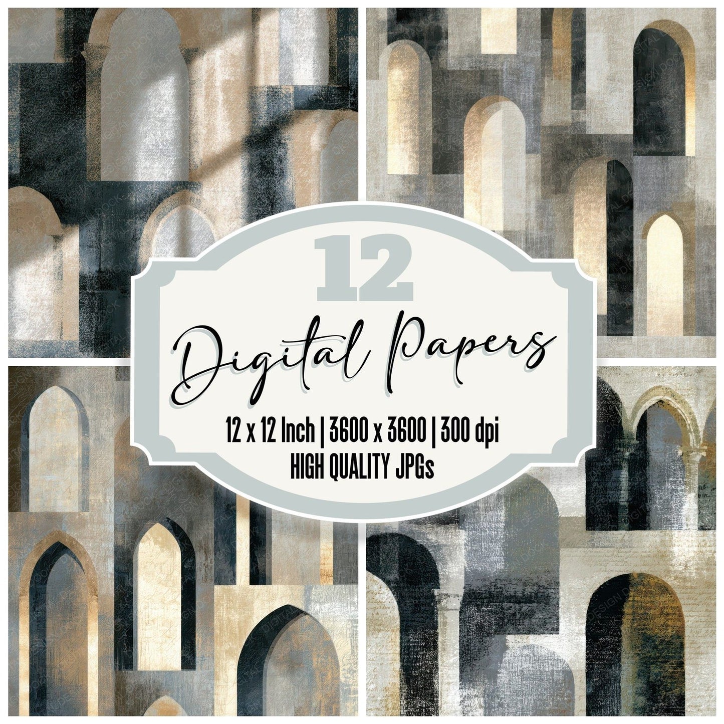 Egg Tempera Venetian Windows Oyster Digital Paper Pack (DDD012828)