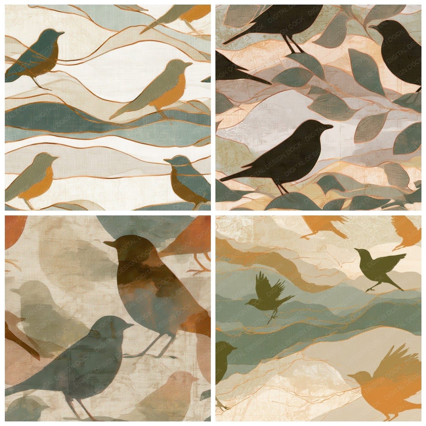 Embroidery Robin Adobe Sage Digital Paper Pack (DDD012829)
