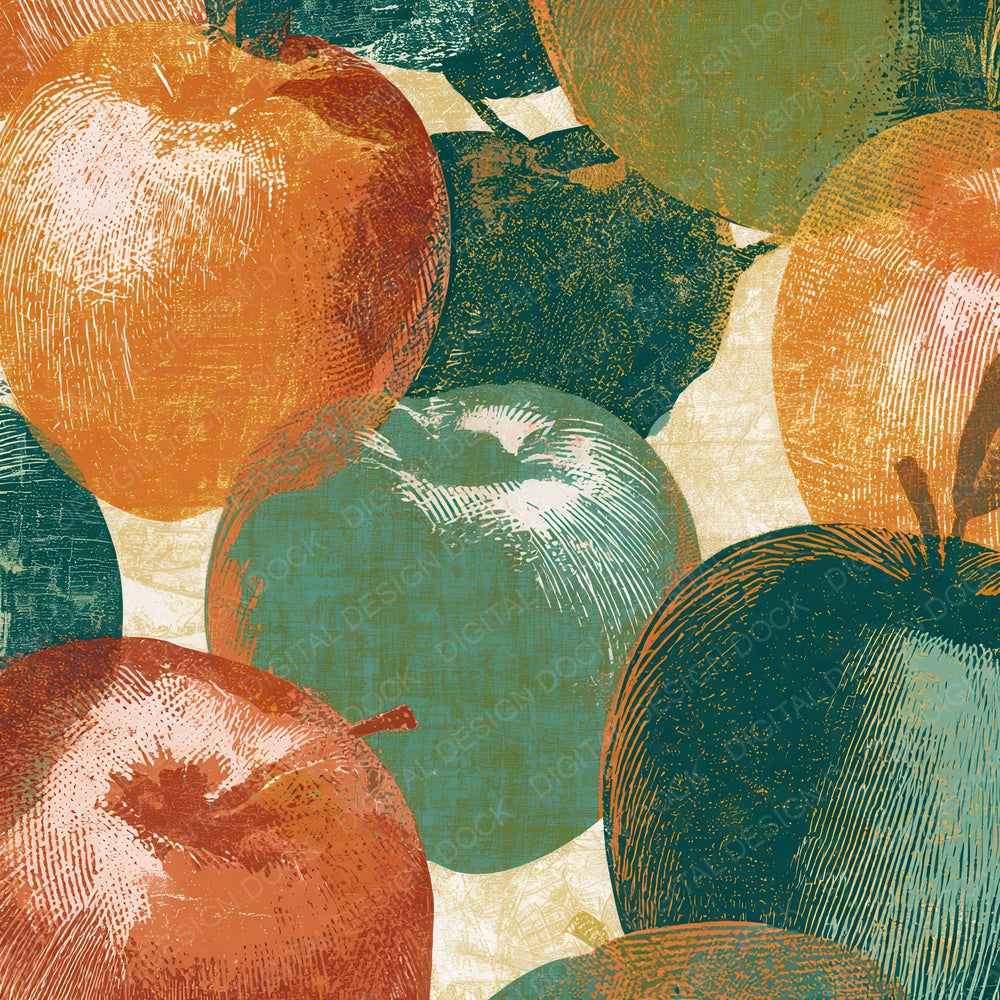 Engraving Apple Papaya Jade Digital Paper Pack (DDD012831)