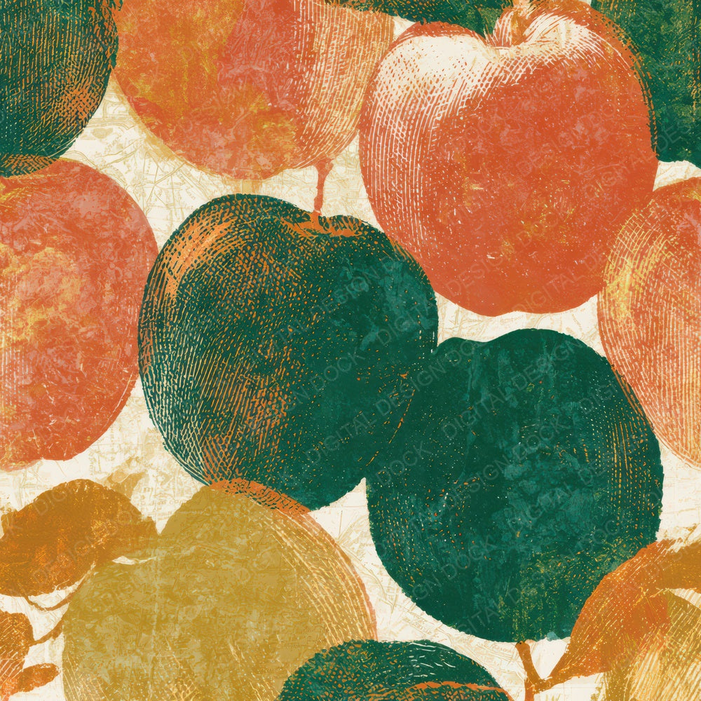 Engraving Apple Papaya Jade Digital Paper Pack (DDD012831)