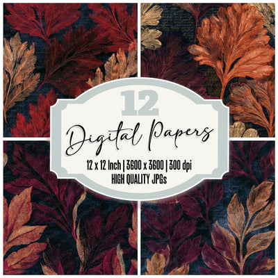 Engraving Kelp Forest Oxblood Digital Paper Pack (DDD012834)