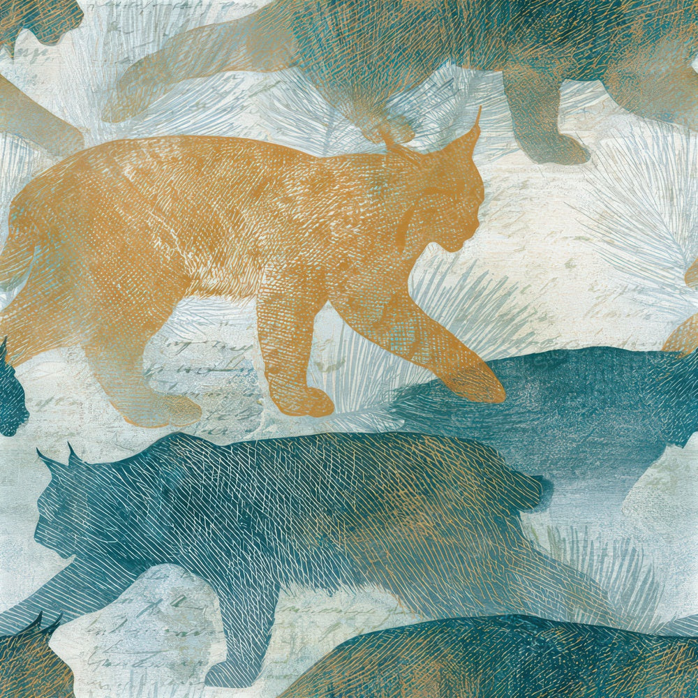 Engraving Lynx Seafoam Seamless Digital Paper Pack (DDD012835)