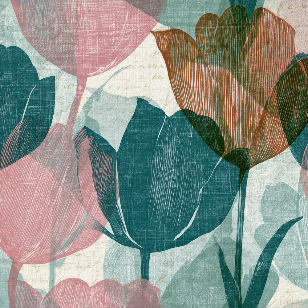 Engraving Tulip Powder Pink Seamless Digital Paper Pack (DDD012837)