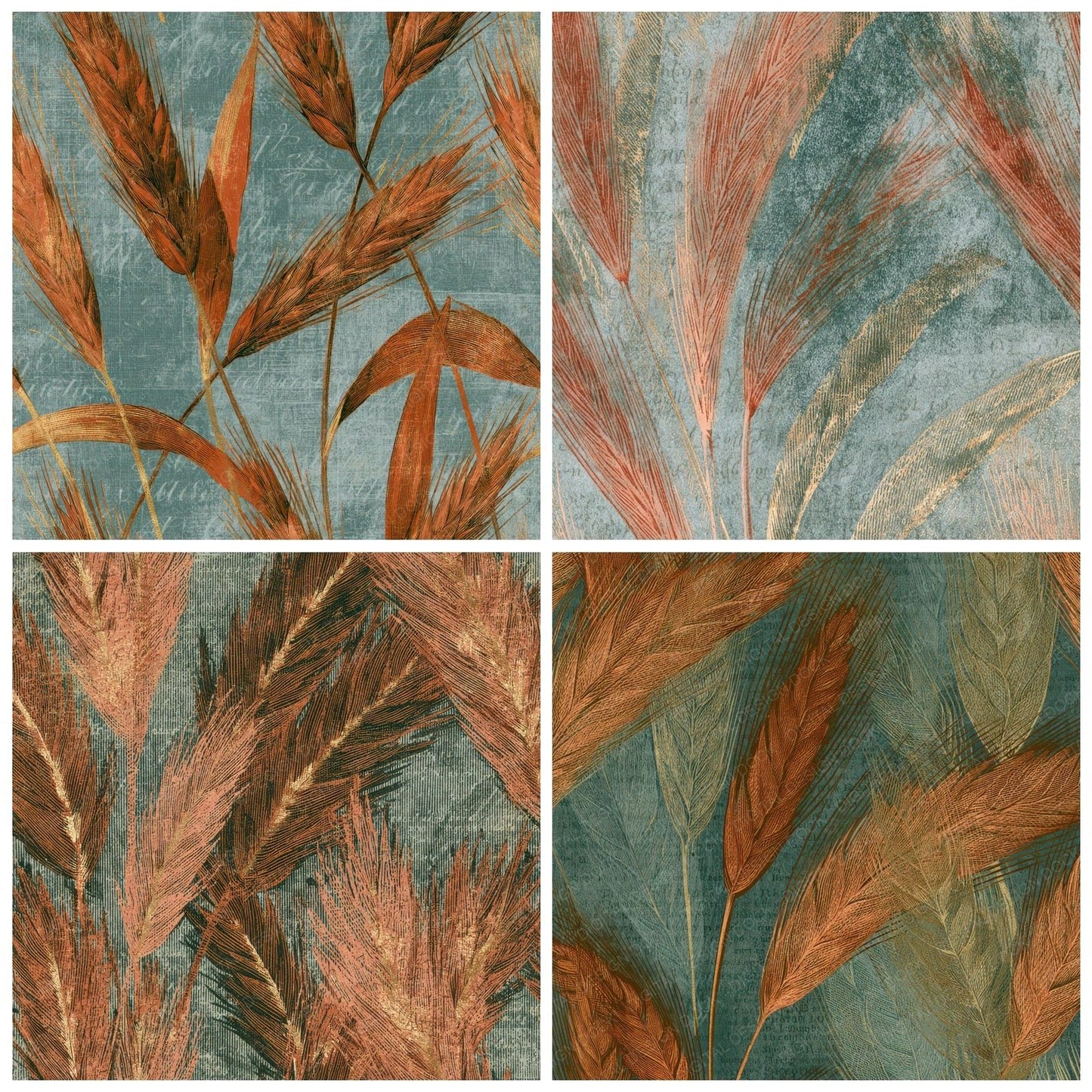Engraving Wheat Terracotta Sage Digital Paper Pack (DDD012838)